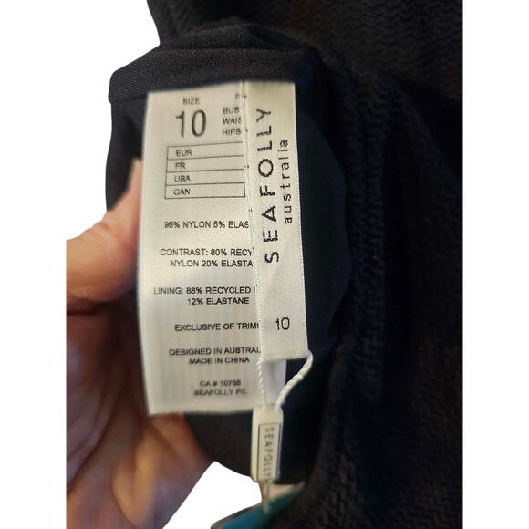 Chic Seafolly Sea Dive Bandeau One-Piece Swimsuit Black NWT US 6 - Picture 6 of 8